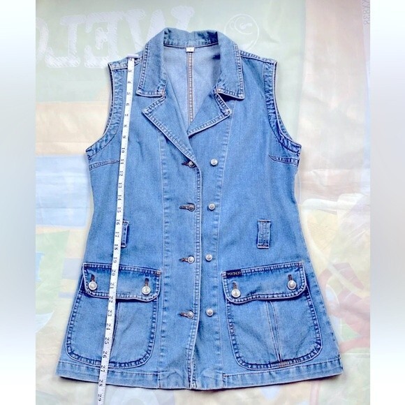 MAGNUM Blue Jeans Dept Jacket Women’s Vest Blue Size S Denim Button Front - Picture 7 of 12
